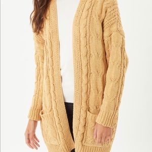 Chunky Cable Knit Ribbed Open Front Cardigan